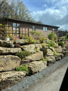 Locally quarried stone at Coppice Gate